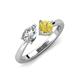 4 - Lysha 1.71 ctw White Sapphire Pear Shape (7x5 mm) & Lab Created Yellow Sapphire Cushion Shape (5.00 mm) Toi Et Moi Engagement Ring 