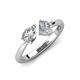 4 - Lysha 1.40 ctw White Sapphire Pear Shape (7x5 mm) & Lab Grown Diamond Cushion Shape (5.00 mm) Toi Et Moi Engagement Ring 