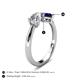 5 - Lysha 1.71 ctw White Sapphire Pear Shape (7x5 mm) & Lab Created Blue Sapphire Cushion Shape (5.00 mm) Toi Et Moi Engagement Ring 