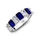 3 - Zuwena 3.70 ctw Natural Diamond Oval Shape (6x4 mm) & Blue Sapphire Emerald Shape (6x4 mm) Seven Stone Wedding Band 