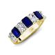 3 - Zuwena 3.70 ctw Natural Diamond Oval Shape (6x4 mm) & Blue Sapphire Emerald Shape (6x4 mm) Seven Stone Wedding Band 