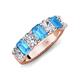 3 - Zuwena 3.70 ctw Natural Diamond Oval Shape (6x4 mm) & Blue Topaz Emerald Shape (6x4 mm) Seven Stone Wedding Band 