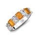 3 - Zuwena 3.25 ctw Natural Diamond Oval Shape (6x4 mm) & Citrine Emerald Shape (6x4 mm) Seven Stone Wedding Band 
