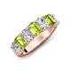 3 - Zuwena 3.70 ctw Natural Diamond Oval Shape (6x4 mm) & Peridot Emerald Shape (6x4 mm) Seven Stone Wedding Band 