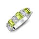 3 - Zuwena 3.70 ctw Natural Diamond Oval Shape (6x4 mm) & Peridot Emerald Shape (6x4 mm) Seven Stone Wedding Band 
