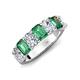 3 - Zuwena 4.03 ctw Natural Diamond Oval Shape (6x4 mm) & Lab Created Alexandrite Emerald Shape (6x4 mm) Seven Stone Wedding Band 