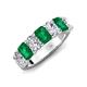3 - Zuwena 3.10 ctw Natural Diamond Oval Shape (6x4 mm) & Emerald Emerald Shape (6x4 mm) Seven Stone Wedding Band 