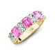 3 - Zuwena 3.40 ctw Natural Diamond Oval Shape (6x4 mm) & Pink Sapphire Emerald Shape (6x4 mm) Seven Stone Wedding Band 