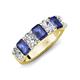 3 - Zuwena 3.25 ctw Natural Diamond Oval Shape (6x4 mm) & Iolite Emerald Shape (6x4 mm) Seven Stone Wedding Band 