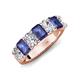 3 - Zuwena 3.25 ctw Natural Diamond Oval Shape (6x4 mm) & Iolite Emerald Shape (6x4 mm) Seven Stone Wedding Band 