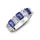 3 - Zuwena 3.25 ctw Natural Diamond Oval Shape (6x4 mm) & Iolite Emerald Shape (6x4 mm) Seven Stone Wedding Band 