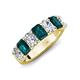 3 - Zuwena 3.70 ctw Natural Diamond Oval Shape (6x4 mm) & London Blue Topaz Emerald Shape (6x4 mm) Seven Stone Wedding Band 