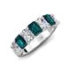 3 - Zuwena 3.70 ctw Natural Diamond Oval Shape (6x4 mm) & London Blue Topaz Emerald Shape (6x4 mm) Seven Stone Wedding Band 