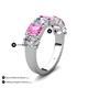 4 - Zuwena 4.43 ctw Lab Grown Diamond Oval Shape (6x4 mm) & Lab Created Pink Sapphire Emerald Shape (6x4 mm) Seven Stone Wedding Band 