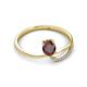 2 - Naysa Bold 1.07 ctw Red Garnet Oval Shape (7x5 mm) & Side Natural Diamond Round (1.30 mm) Promise Ring 