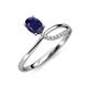 3 - Naysa Bold 1.02 ctw Blue Sapphire Oval Shape (7x5 mm) & Side Natural Diamond Round (1.30 mm) Promise Ring 