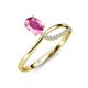 3 - Naysa Bold 1.12 ctw Pink Sapphire Oval Shape (7x5 mm) & Side Natural Diamond Round (1.30 mm) Promise Ring 
