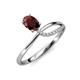 3 - Naysa Bold 1.07 ctw Red Garnet Oval Shape (7x5 mm) & Side Natural Diamond Round (1.30 mm) Promise Ring 