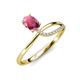3 - Naysa Bold 1.12 ctw Rhodolite Garnet Oval Shape (7x5 mm) & Side Natural Diamond Round (1.30 mm) Promise Ring 