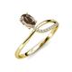 3 - Naysa Bold 0.87 ctw Smoky Quartz Oval Shape (7x5 mm) & Side Natural Diamond Round (1.30 mm) Promise Ring 