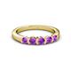 3 - Roena 0.66 ctw Amethyst Round (3.80 mm) & (3.30 mm) 5 Stone Wedding Band 
