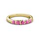 3 - Roena 0.80 ctw Pink Sapphire Round (3.80 mm) & (3.30 mm) 5 Stone Wedding Band 