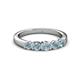 3 - Roena 0.66 ctw Aquamarine Round (3.80 mm) & (3.30 mm) 5 Stone Wedding Band 