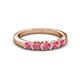 3 - Roena 0.86 ctw Rhodolite Garnet Round (3.80 mm) & (3.30 mm) 5 Stone Wedding Band 