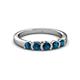 3 - Roena 0.76 ctw Blue Diamond Round (3.80 mm) & (3.30 mm) 5 Stone Wedding Band 