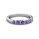 3 - Roena 0.66 ctw Iolite Round (3.80 mm) & (3.30 mm) 5 Stone Wedding Band 