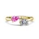 1 - Afra 1.70 ctw Pink Sapphire Pear Shape (7x5 mm) & IGI Certified Lab Grown Diamond Oval Shape (7x5 mm) Toi Et Moi Engagement Ring 