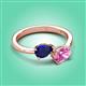 3 - Afra 1.90 ctw Blue Sapphire Pear Shape (7x5 mm) & Pink Sapphire Oval Shape (7x5 mm) Toi Et Moi Engagement Ring 