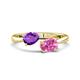 1 - Afra 1.65 ctw Amethyst Pear Shape (7x5 mm) & Pink Sapphire Oval Shape (7x5 mm) Toi Et Moi Engagement Ring 