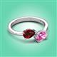 3 - Afra 1.90 ctw Red Garnet Pear Shape (7x5 mm) & Pink Sapphire Oval Shape (7x5 mm) Toi Et Moi Engagement Ring 