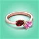 3 - Afra 1.90 ctw Red Garnet Pear Shape (7x5 mm) & Pink Sapphire Oval Shape (7x5 mm) Toi Et Moi Engagement Ring 
