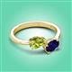 3 - Afra 1.70 ctw Peridot Pear Shape (7x5 mm) & Blue Sapphire Oval Shape (7x5 mm) Toi Et Moi Engagement Ring 