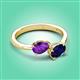 3 - Afra 1.55 ctw Amethyst Pear Shape (7x5 mm) & Blue Sapphire Oval Shape (7x5 mm) Toi Et Moi Engagement Ring 