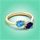 3 - Afra 1.75 ctw Blue Topaz Pear Shape (7x5 mm) & Blue Sapphire Oval Shape (7x5 mm) Toi Et Moi Engagement Ring 
