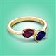 3 - Afra 1.80 ctw Rhodolite Garnet Pear Shape (7x5 mm) & Blue Sapphire Oval Shape (7x5 mm) Toi Et Moi Engagement Ring 