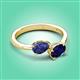 3 - Afra 1.50 ctw Iolite Pear Shape (7x5 mm) & Blue Sapphire Oval Shape (7x5 mm) Toi Et Moi Engagement Ring 