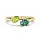 1 - Afra 1.96 ctw Peridot Pear Shape (7x5 mm) & Lab Created Alexandrite Oval Shape (7x5 mm) Toi Et Moi Engagement Ring 