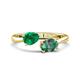 1 - Afra 1.96 ctw Emerald Pear Shape (7x5 mm) & Lab Created Alexandrite Oval Shape (7x5 mm) Toi Et Moi Engagement Ring 