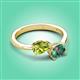 3 - Afra 1.96 ctw Peridot Pear Shape (7x5 mm) & Lab Created Alexandrite Oval Shape (7x5 mm) Toi Et Moi Engagement Ring 