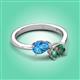 3 - Afra 2.01 ctw Blue Topaz Pear Shape (7x5 mm) & Lab Created Alexandrite Oval Shape (7x5 mm) Toi Et Moi Engagement Ring 