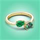 3 - Afra 1.96 ctw Emerald Pear Shape (7x5 mm) & Lab Created Alexandrite Oval Shape (7x5 mm) Toi Et Moi Engagement Ring 