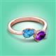 3 - Afra 1.57 ctw Blue Topaz Pear Shape (7x5 mm) & Amethyst Oval Shape (7x5 mm) Toi Et Moi Engagement Ring 