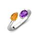4 - Afra 1.37 ctw Citrine Pear Shape (7x5 mm) & Amethyst Oval Shape (7x5 mm) Toi Et Moi Engagement Ring 