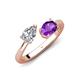 4 - Afra 1.57 ctw Moissanite Pear Shape (7x5 mm) & Amethyst Oval Shape (7x5 mm) Toi Et Moi Engagement Ring 