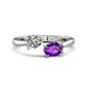 1 - Afra 1.57 ctw Moissanite Pear Shape (7x5 mm) & Amethyst Oval Shape (7x5 mm) Toi Et Moi Engagement Ring 