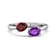1 - Afra 1.62 ctw Red Garnet Pear Shape (7x5 mm) & Amethyst Oval Shape (7x5 mm) Toi Et Moi Engagement Ring 